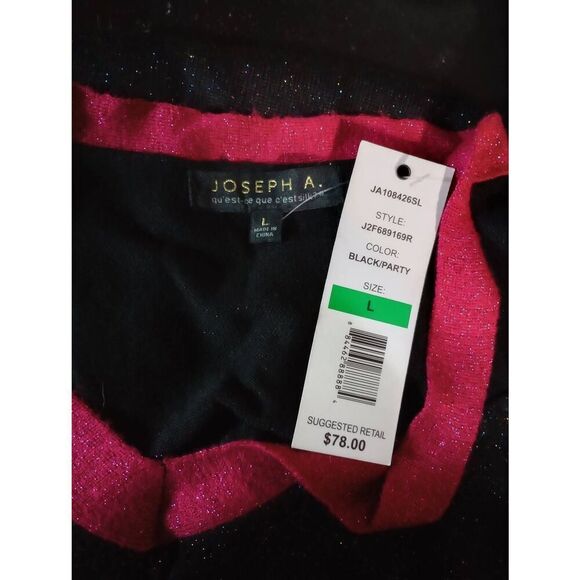 Joseph A Sweater Ladies Large Black Red - Picture 5 of 8